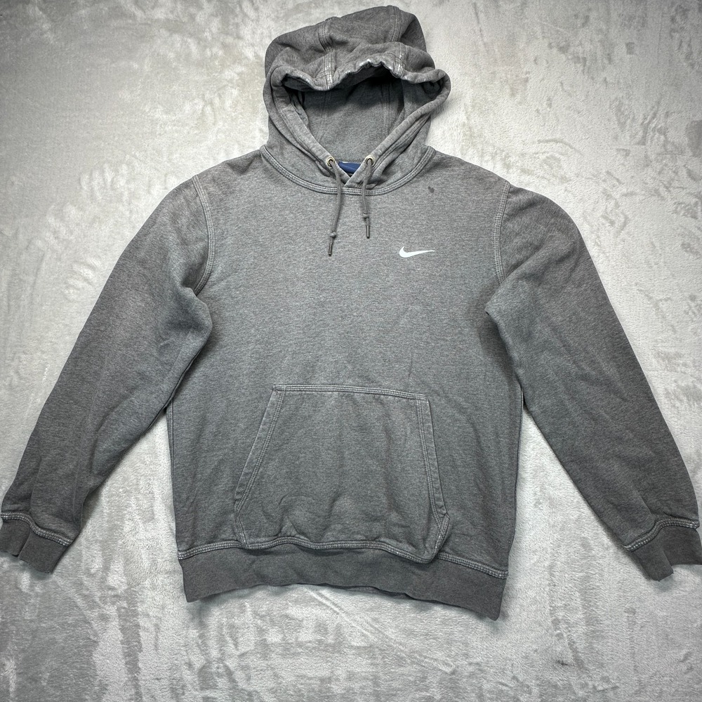 Vintage Nike Mens Medium Gray Swoosh Logo Retro Sportswear Hoodie Sweatshirt